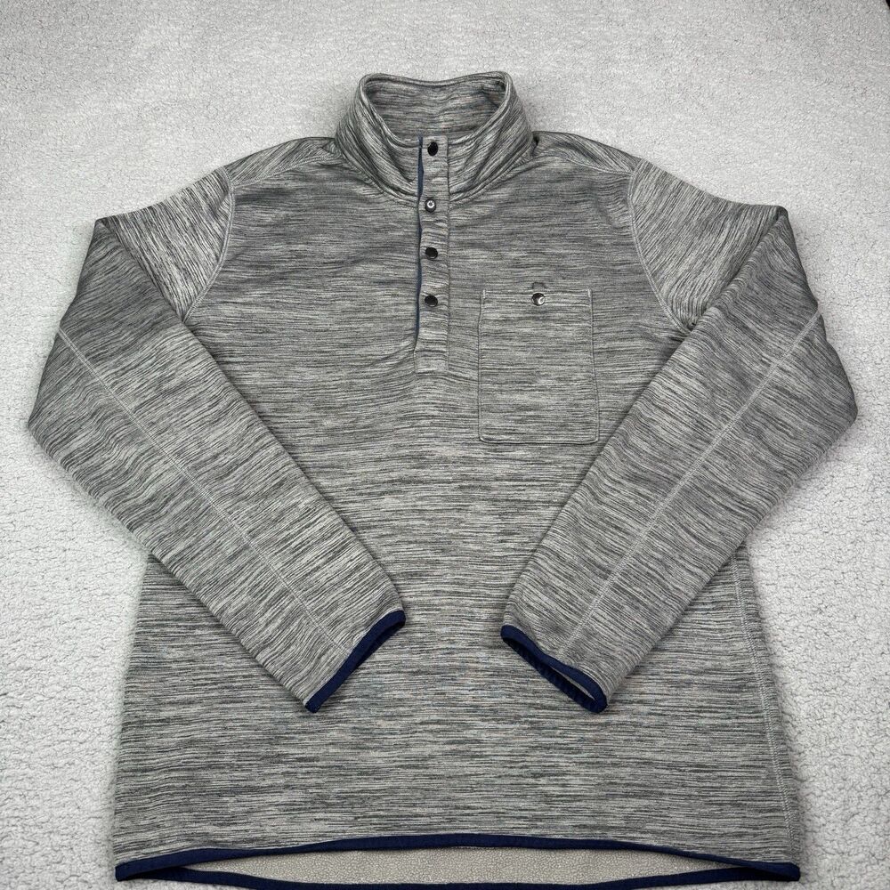 Relwen Micro Thermo Popover Mens Medium Gray 1/4  Zip Snap Fleece Lined Pullover